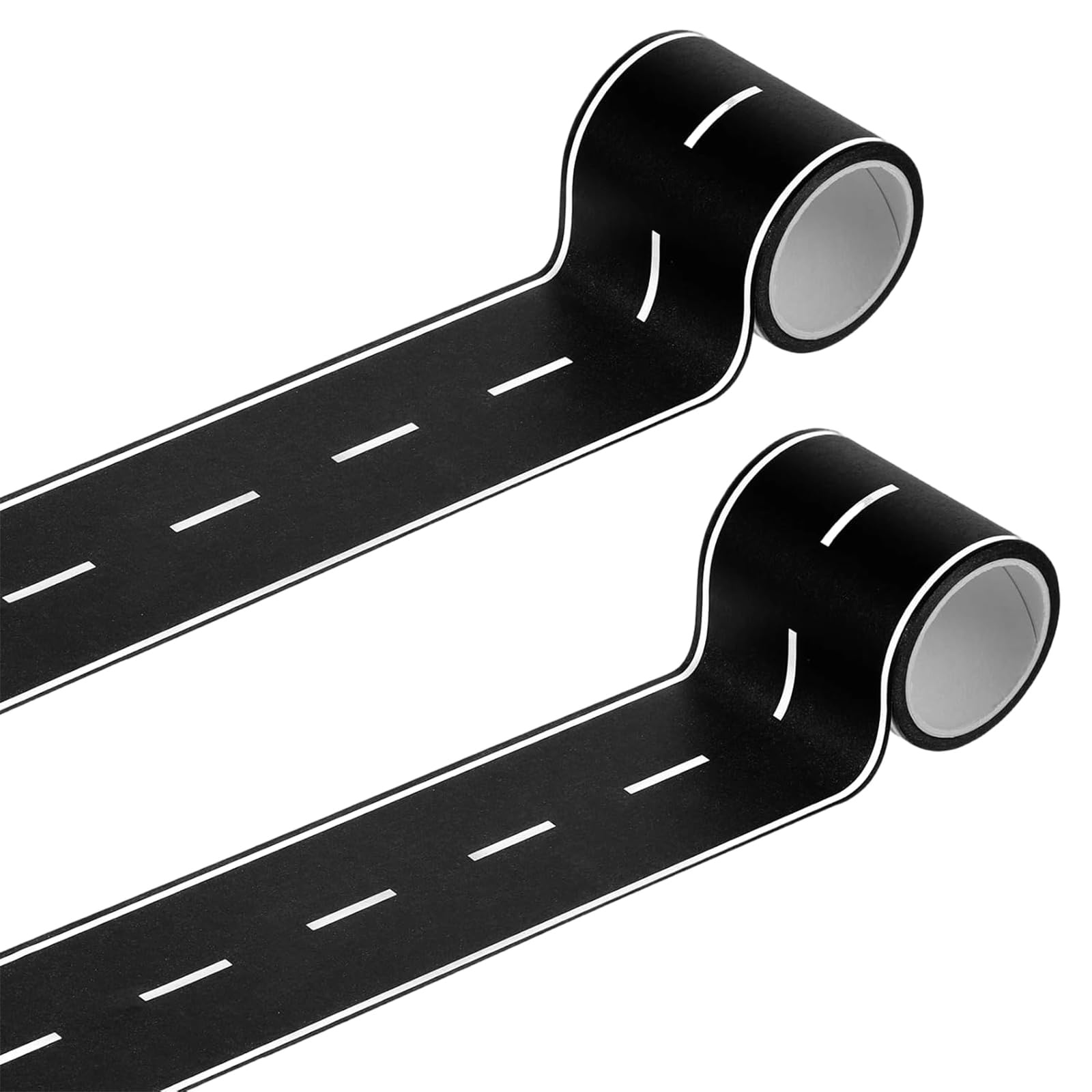 2 Rolls Road Tape for Toy Cars, Black DIY Traffic Railway Track for Kids, Removable Masking Adhesive for Floor Play, Reusable Washi Paper Sticker 5cm x 5m