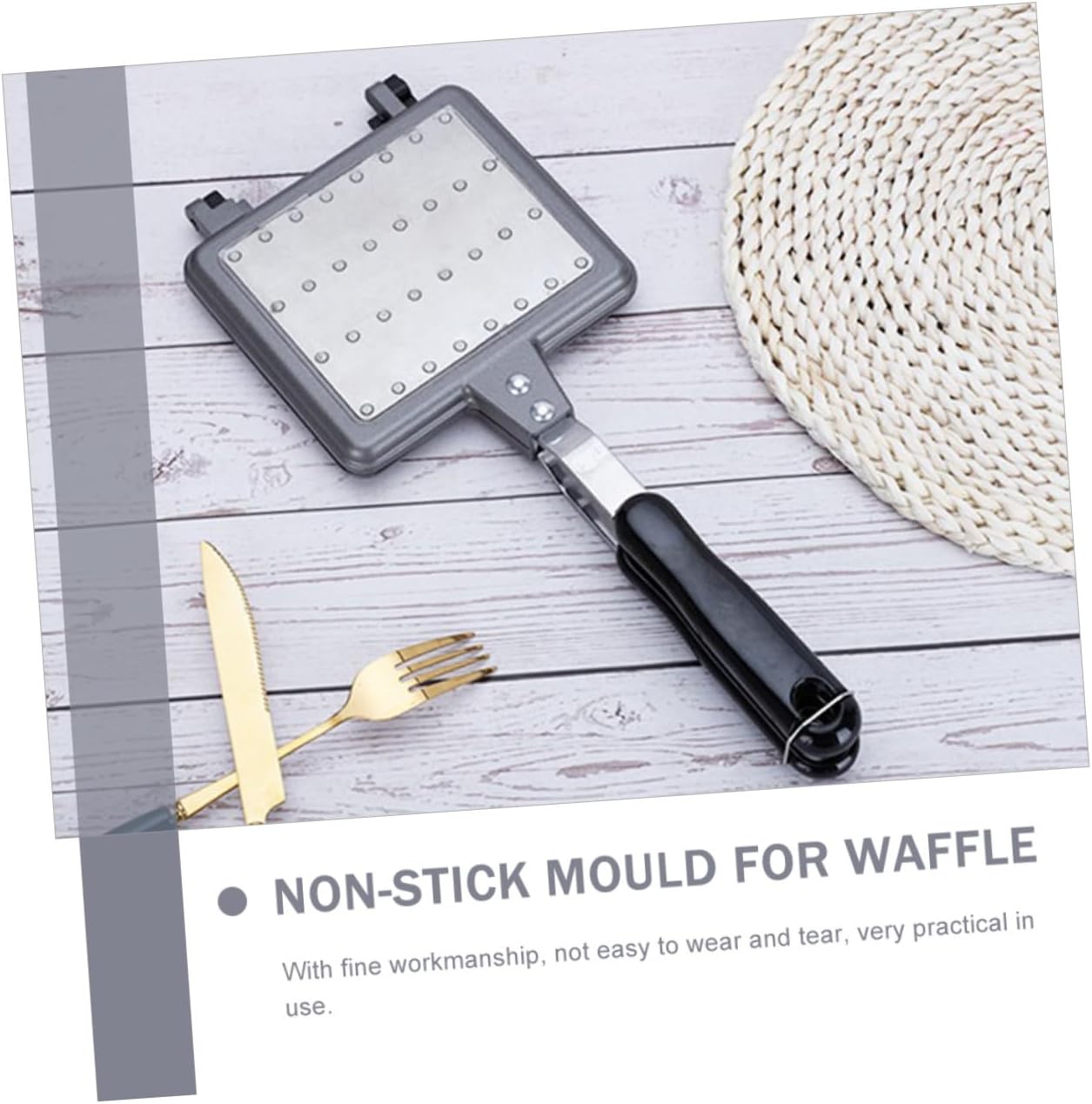Waffle Baking Mold Non-Stick Waffle Maker for Sandwiches Aluminium Alloy for Electric or Gas Use for Family Breakfasts and Snacks