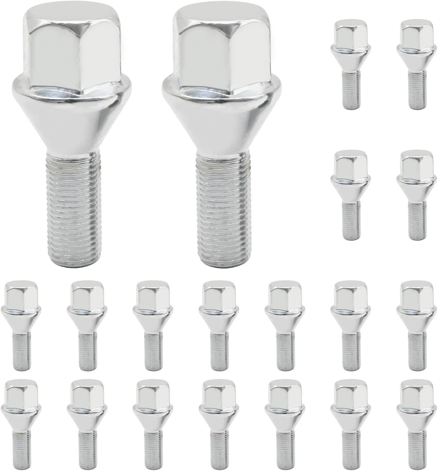 20Pcs 53182366 Solid ET Chrome Studs M12x1.25 Stock Wheel Lug Bolt, Replacement for Jeep Cherokee 2014-2023 Compass 2017-2023, Replaces 6511051AA 611-005