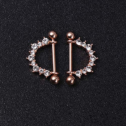 1 par de piercings de mamilo de aço inoxidável para homens e mulheres, ouro rosa