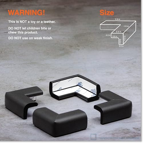 Miniatura 6 de Roving Cove Protector de esquina delgado para protección de bebés (8 esquinas pequeñas), protectores de esquinas de espuma de goma suave, adhesivo