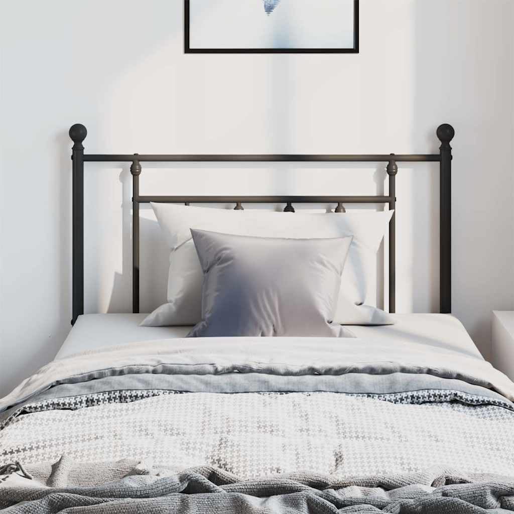 Testiera di ricambio in metallo verniciato a polvere, colore nero, 100 cm, resistente per telaio letto, schienale stabile, facile da montare