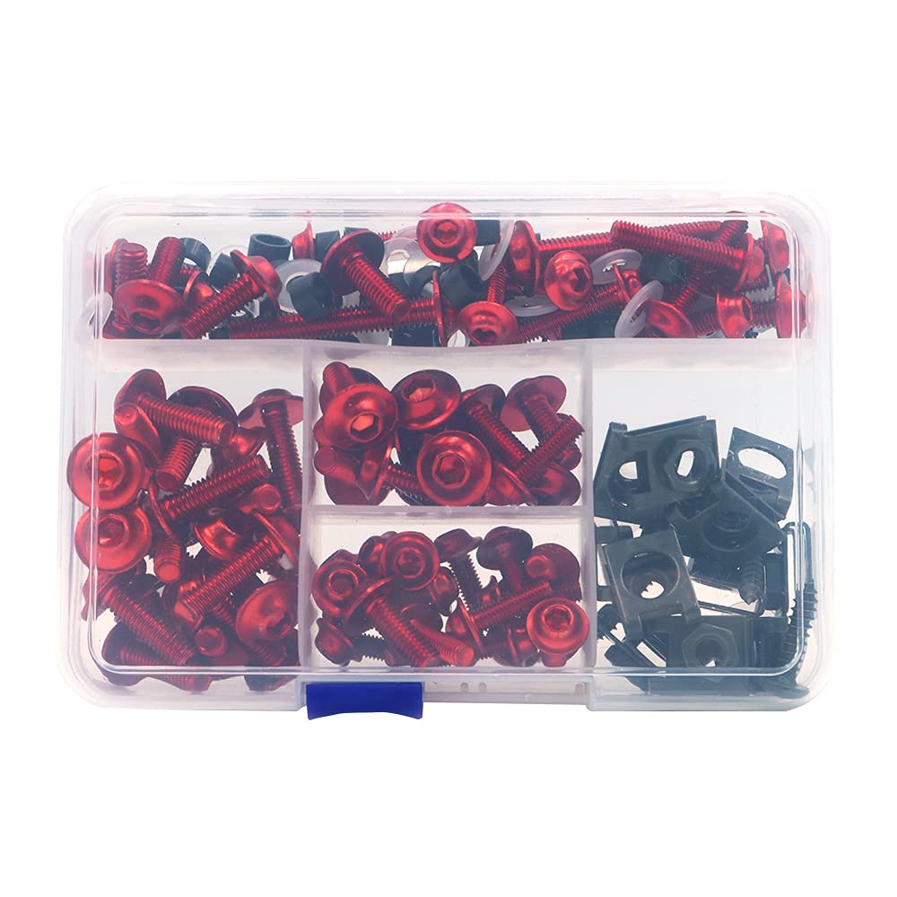 177PCS Moto Sportbike Completo Carenatura Bulloni Kit di fissaggio Clip Dadi a vite-Rosso