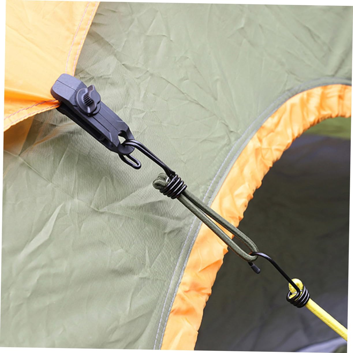 ibasenice Zelt Zubehör Im Freien Zelthaken Für Den Boden Elastisch Bausatz Zeltclips Bungee-seile Mit Haken Camping -Zelt Campinggurte Eisen Olive Green