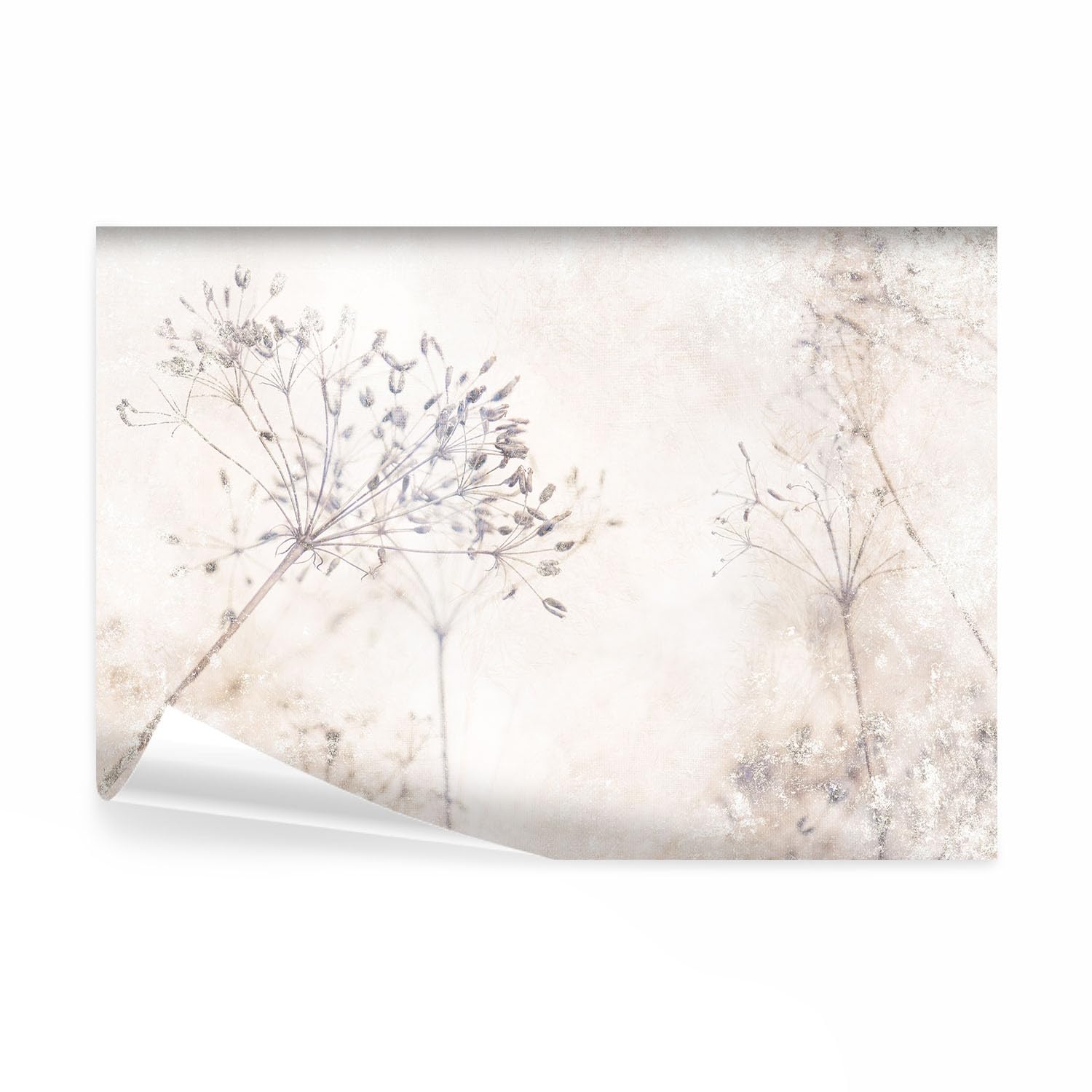 decomonkey Premium Fototapete Natur 400x280 cm XXL Design Tapete Fototapeten Vlies Tapeten Vliestapete Wandtapete moderne Wandbild Wand Wohnzimmer Deko Pflanzen Blumen Steinwand Vintage Retro beige