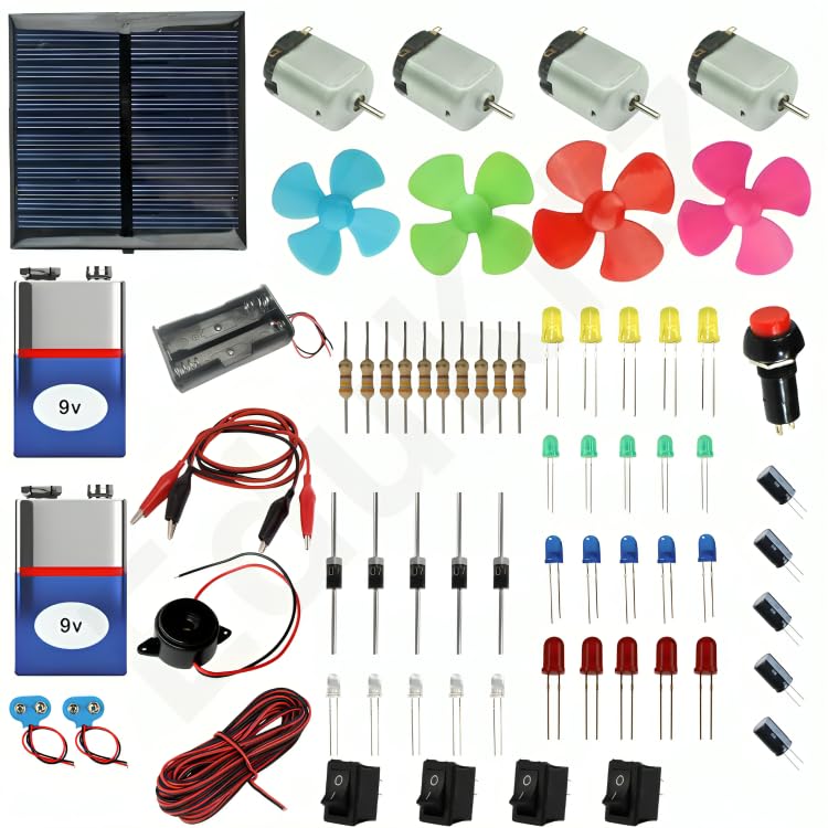 DC Motor Kit with Mini Solar Panel ? Electronics Science Project Kit for STEM Learning, School Experiments, and DIY Projects