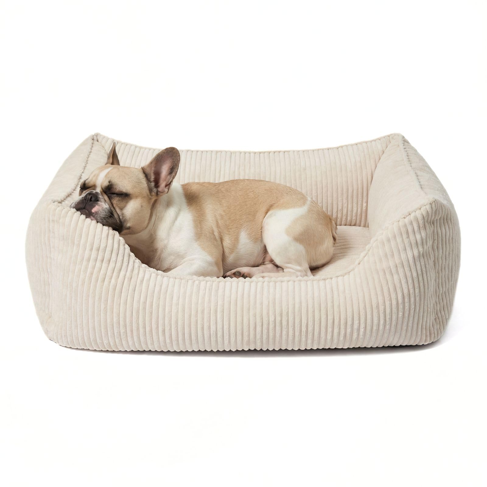 Anton Hundebett | Orthopädisches Hundebett | Hundekörbchen für kleine und mittelgroße Hunde (Beige, 85x65cm)