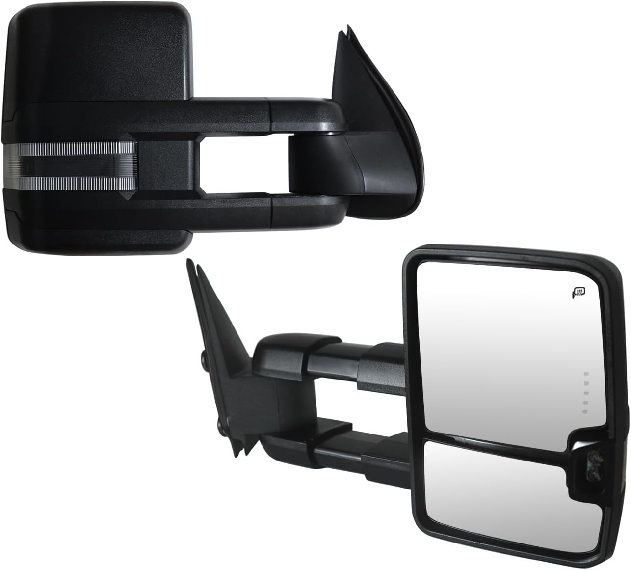 Towing Mirrors Compatible with 2003-2007 Chevy Silverado GMC Sierra 1500 2500 HD 3500 Suburban Yukon Tahoe Power Heated Side View Mirrors with Turn Signal Lights Puddle Lights (Chrome)