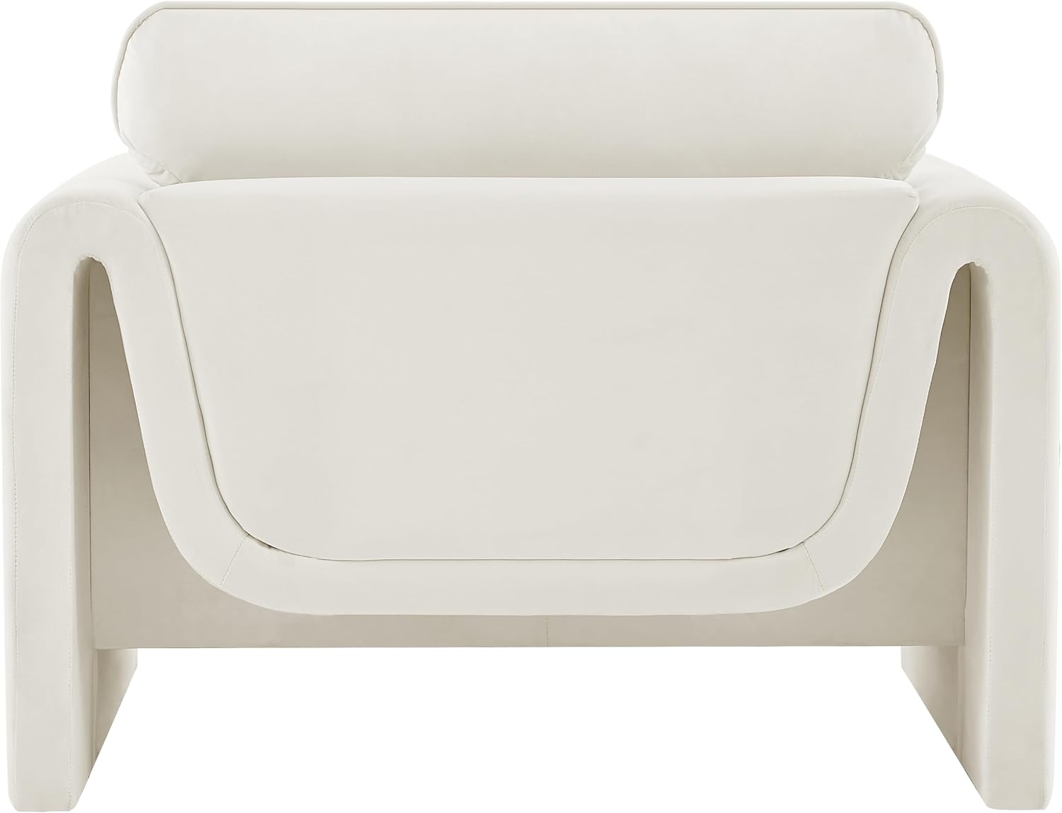 Meridian Furniture 199Cream-C Sloan Collection Modern | Contemporary Velvet Upholstered Chair with Soft Cream Velvet Fabric, Curved Arms, 42" W x 38" D x 31" H, Cream