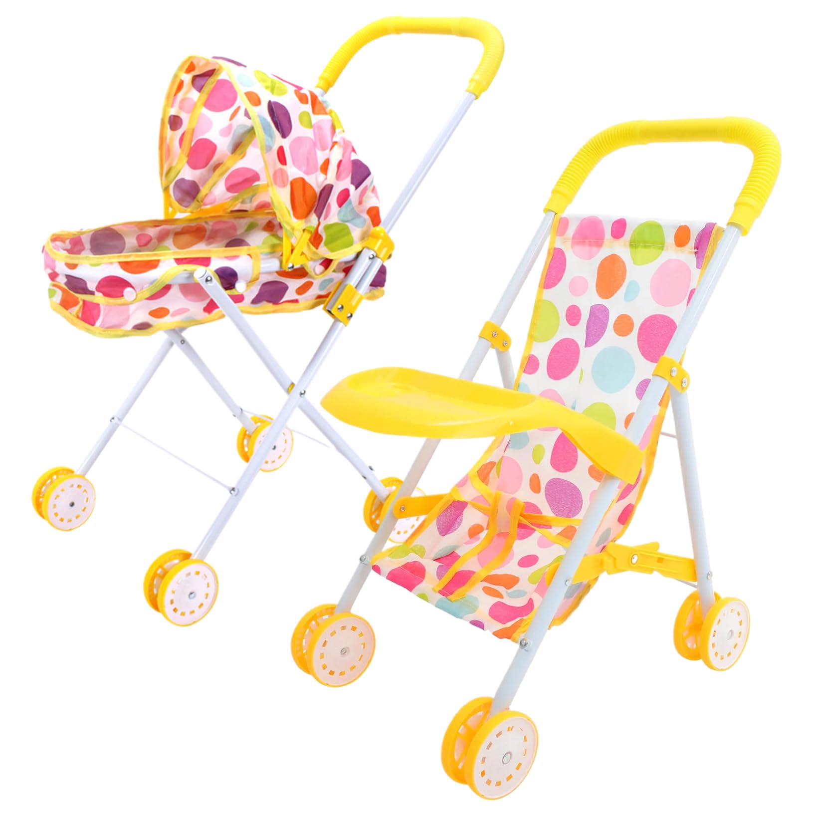 Cochecito de muñeca como regalo para niños con dosel y chasis plegable 8