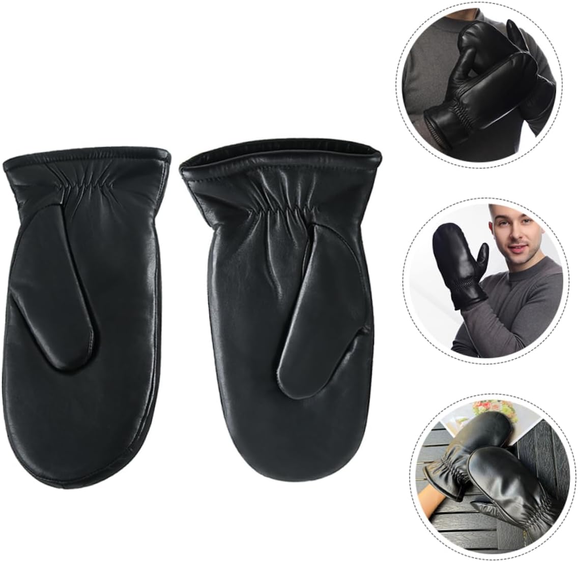 1pair Wool Lined Mittens for Men Insulated Thickened Gloves for Winter Outdoor Use Warm Fingerless Design for Flexibility and Comfort