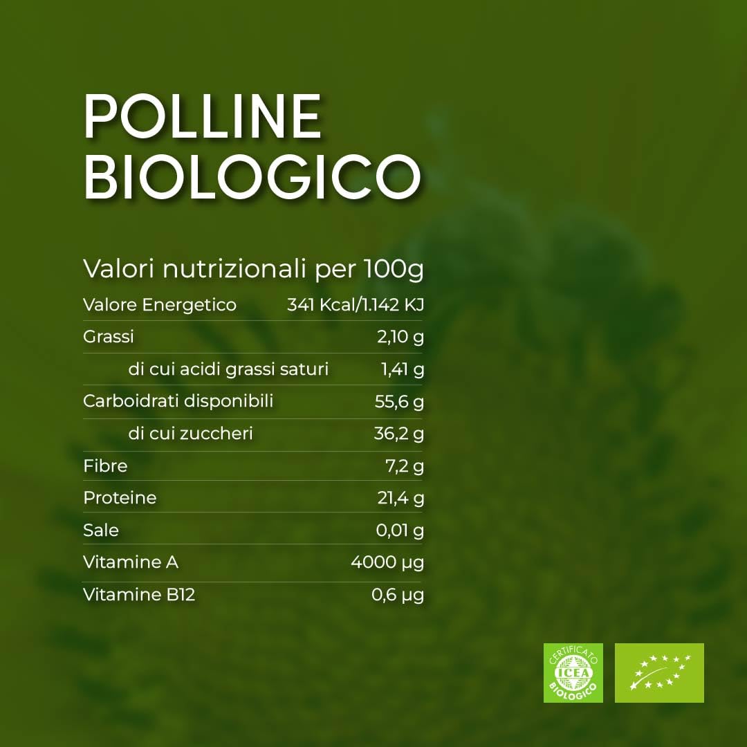 RACILIA Polline d'Api Biologico Italiano in Granuli - 100% Naturale da Agricoltura Biologica Siciliana - 1kg