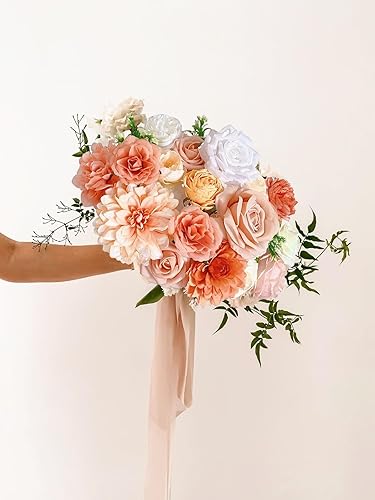 Vista 114 de White Rose Artificial Flowers Fake Flower Bulk with Stems for DIY Wedding Bouquet Bridal Baby Shower Centerpiece Table Decorations Silk Faux Floral