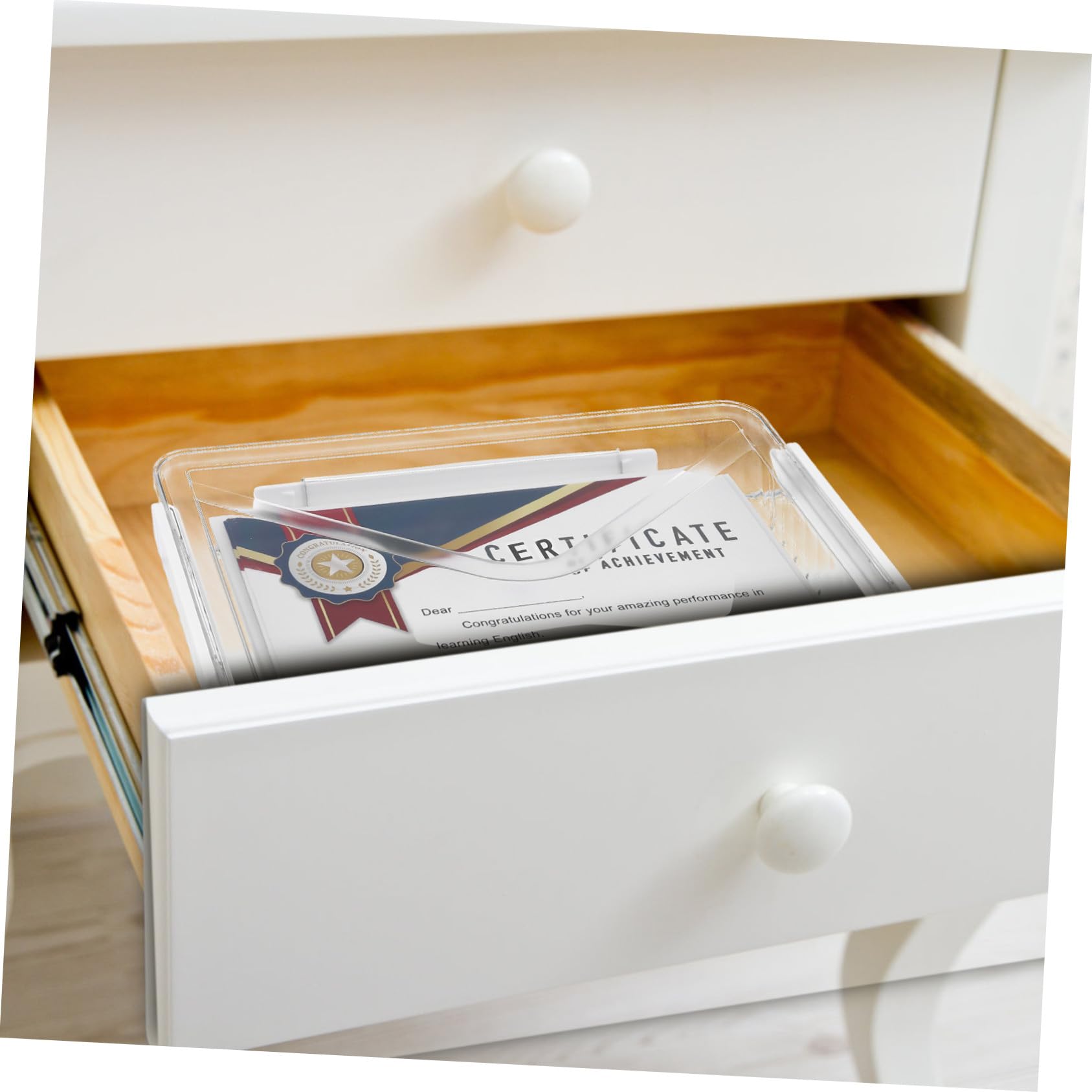 LALAFINA Scatola Di Archiviazione Trasparente Per Documenti Organizer Versatile Con Maniglia Adatta Per Ufficio Casa e Scuola Perfetta Per Certificati e Foto