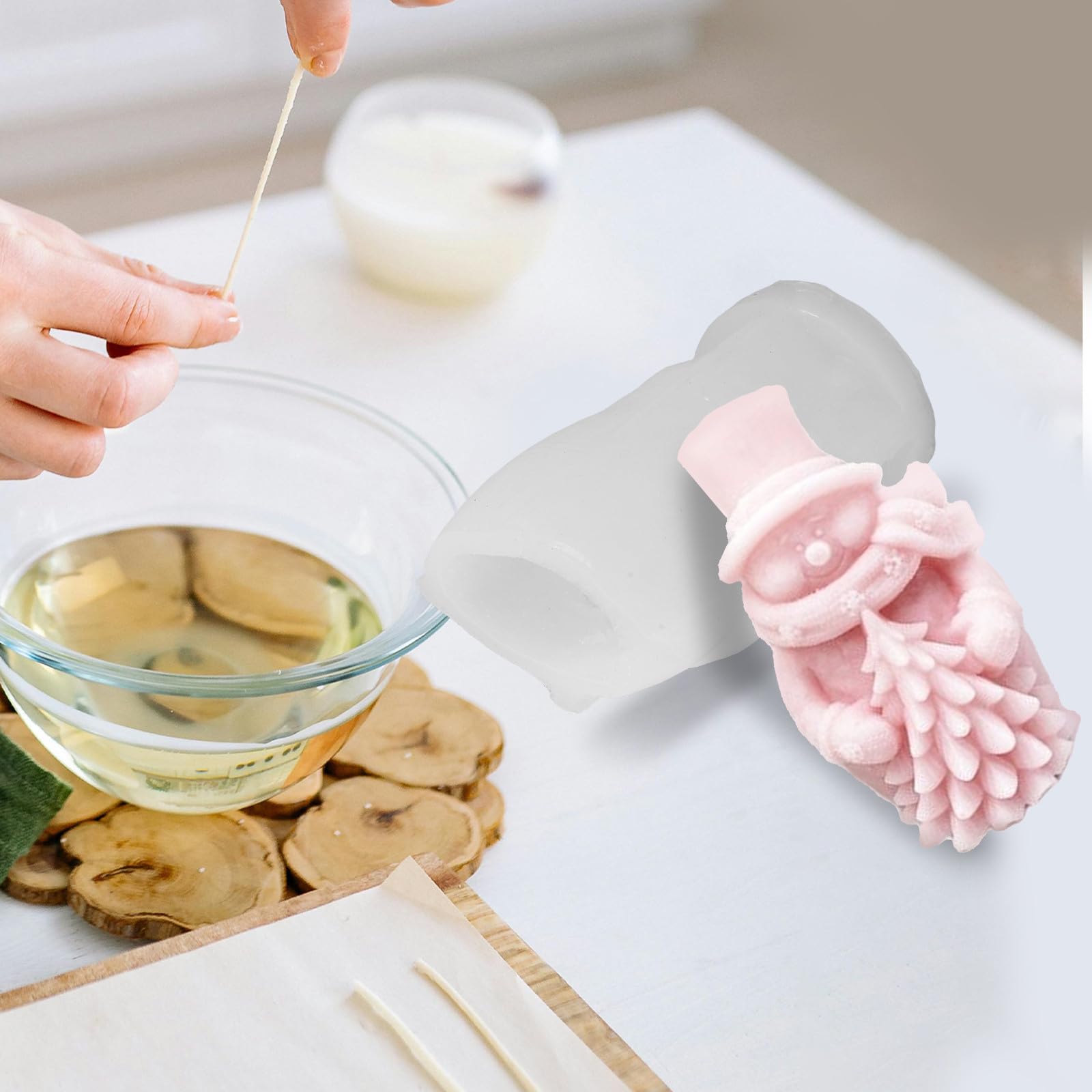 FRCOLOR 10 Pezzi Stampo in Silicone Pupazzo di Neve per Candele Profumate