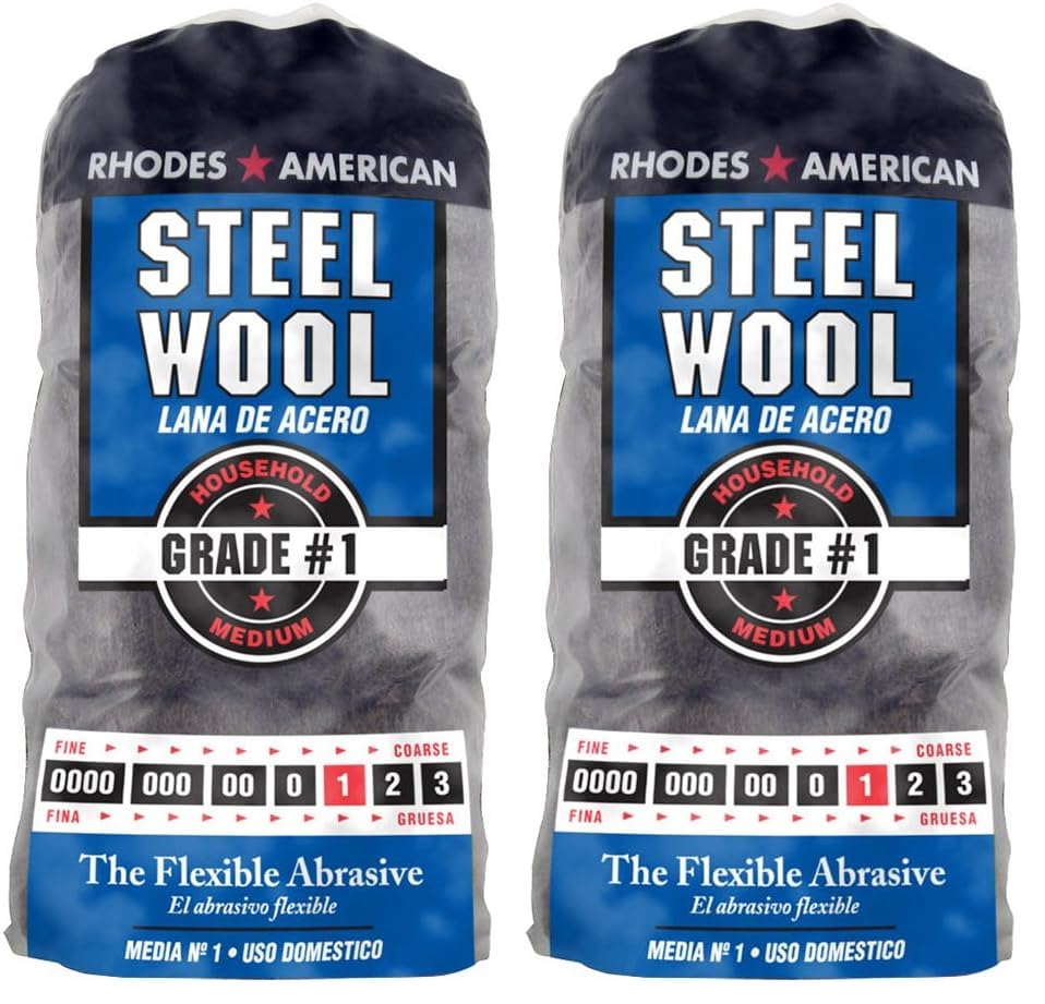 Image of Homax Steel Wool, 12 pad, Medium Grade #1, Rhodes American, Household Steel Wool (Pack of 2)