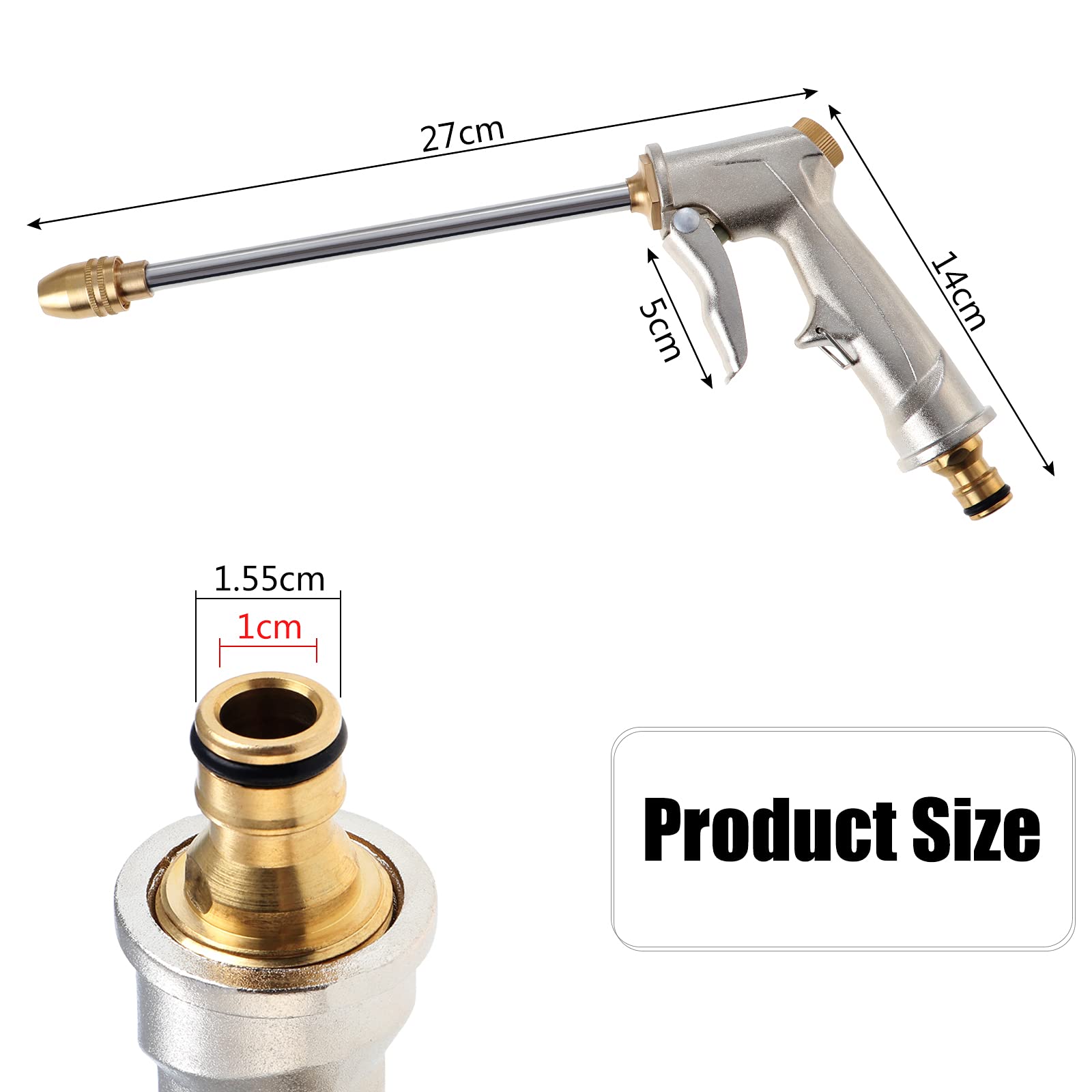 Pistolet D'arrosage Haute Pression Avec Buse En Laiton - 10-20 M De Portée, 3 Modes - Pour Jardin, Voiture, Animaux