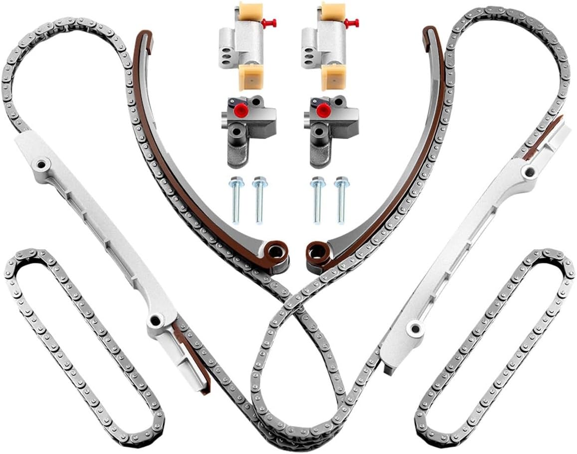 SCITOO Engine Timing Chain Kit W/Tensioner Guide Rail Replaces For Jaguar S-Type 2000 2001 Vanden Plas XJ8 1998 1999 2000 2001 XK8 1997-2001 LS 2000 2001