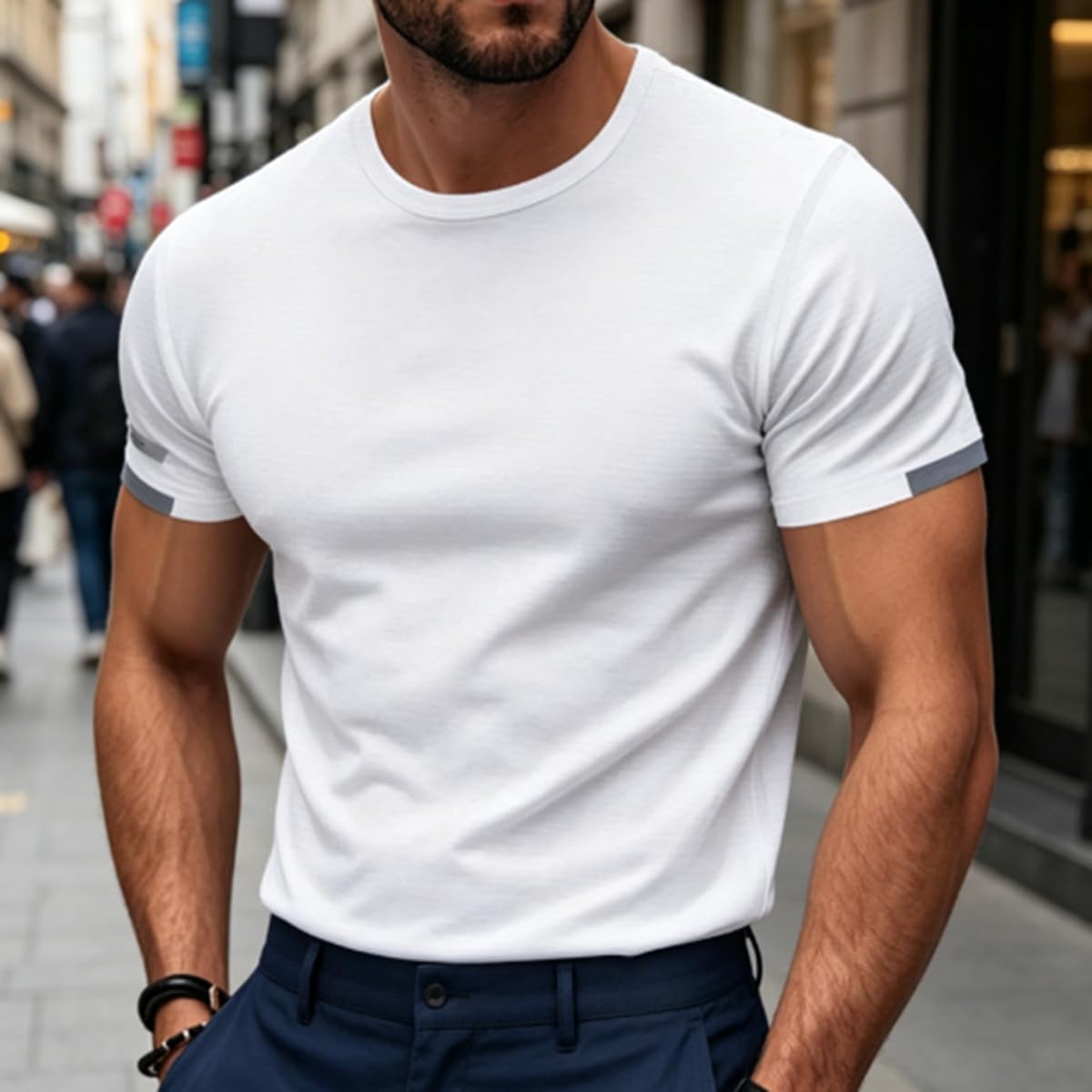 Quick Dry Performance - Camiseta de manga corta para hombre, para correr por la noche, deportes al aire libre, ropa deportiva, ligera, transpirable y absorbente — view 4