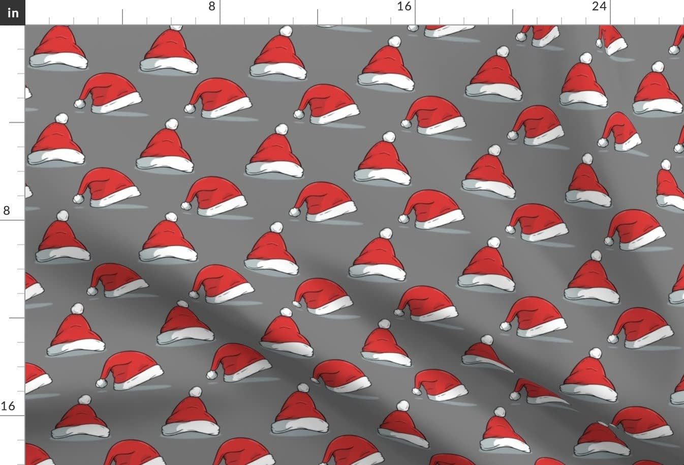 Spoonflower Fabric - Christmas Santa Hats Gray Winter Weather Holiday Printed on Minky Fabric by The Yard - Sewing Baby Blankets Quilt Backing Plush