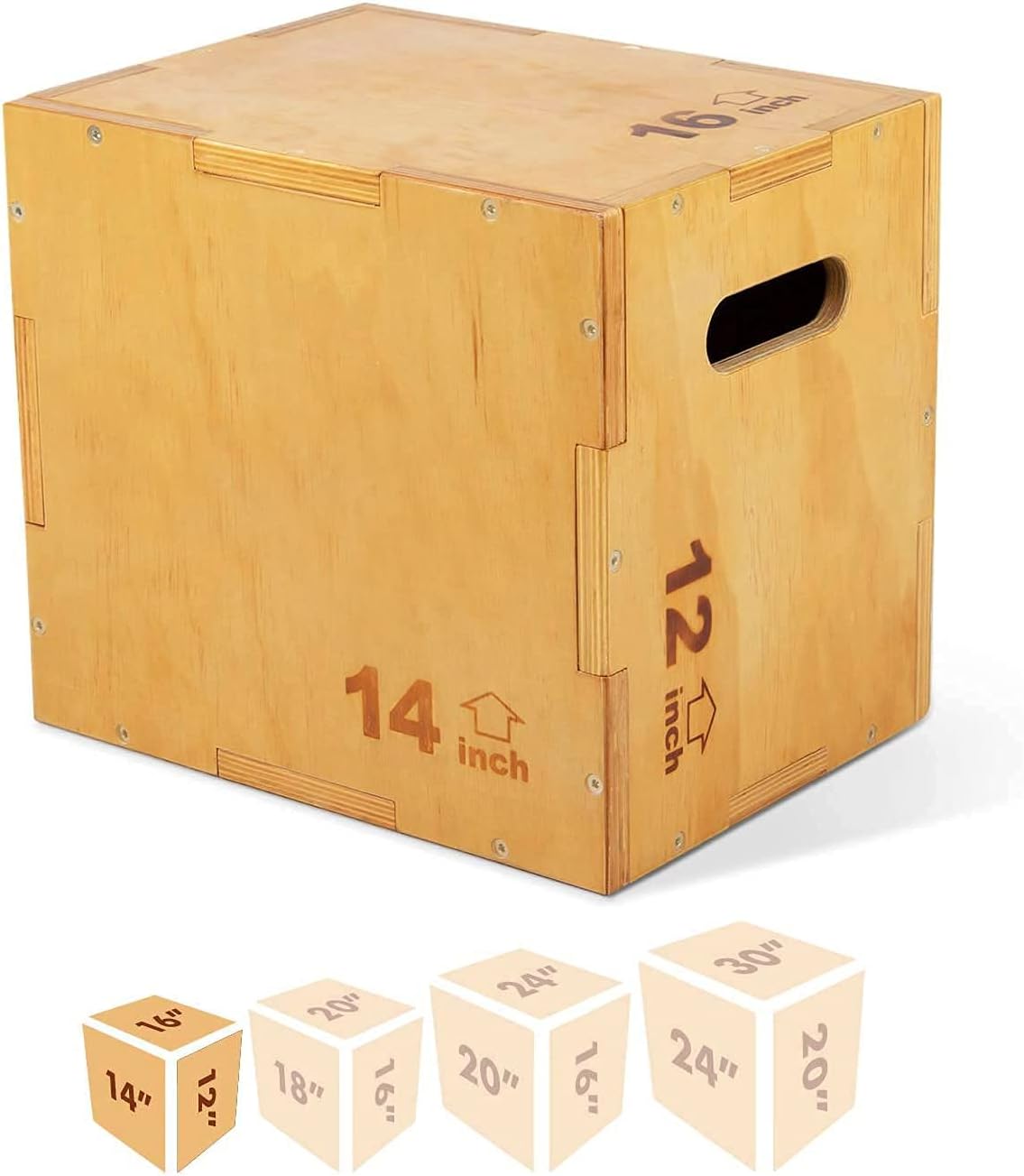 Wooden Plyo Box, Easy-to-Assemble Plyometric Jump Box for Jumping Trainers Workout Step Platform Crossfit Equipment for Fitness, Box-Squats and Steps-up