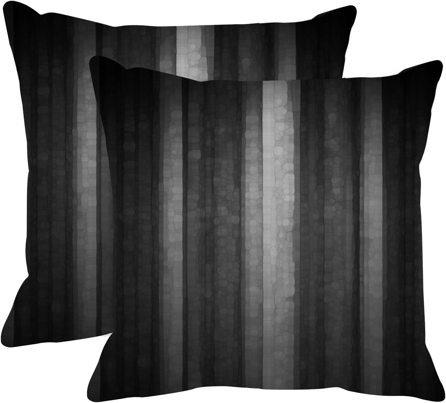 Emvency Set of 2 Throw Pillow Covers 18x18 Inches Black and Grey Striped Design