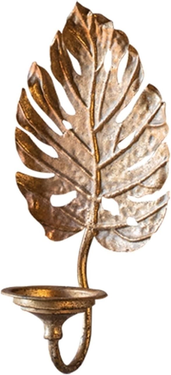 candle-holder Candle Holder Wall Sconce Candle Holder Metal Turtle Back Leaf Shape Ornament Hollow Candlestick for Indoor Outdoor candlestick, 20010125