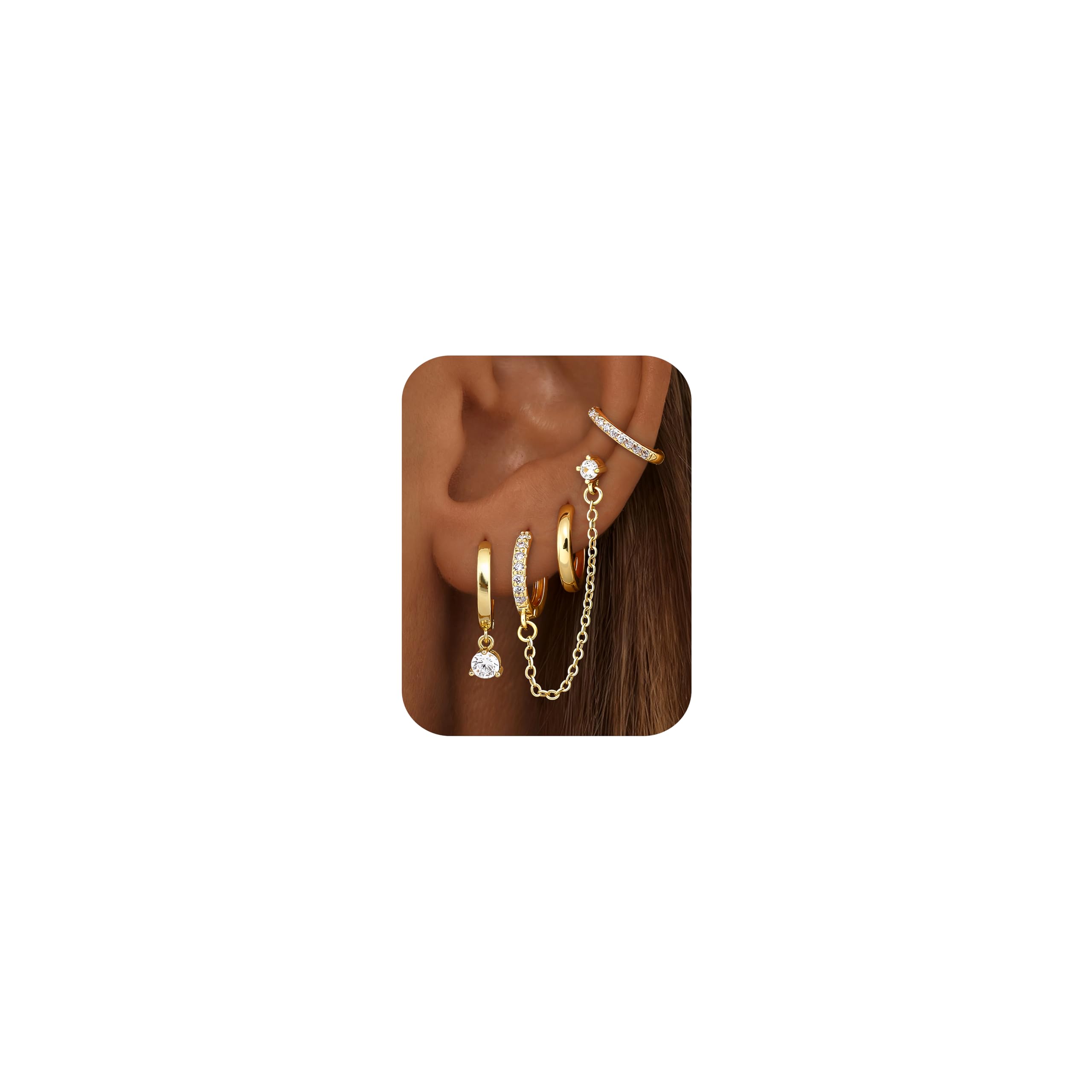Roheafer Ohrringe Set - 3-4 Paare 925 Sterling Silber Ohrrin