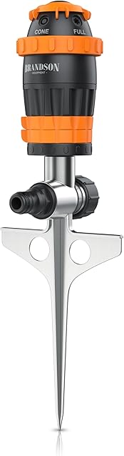 Brandson Brandson – 360 Grad Rasensprenger 3/4 Zoll - fünf Sprühmuster - Rasensprinkler für große Flächen – Gartensprenger - einstellbare Sprühweite  — Rasensprenger