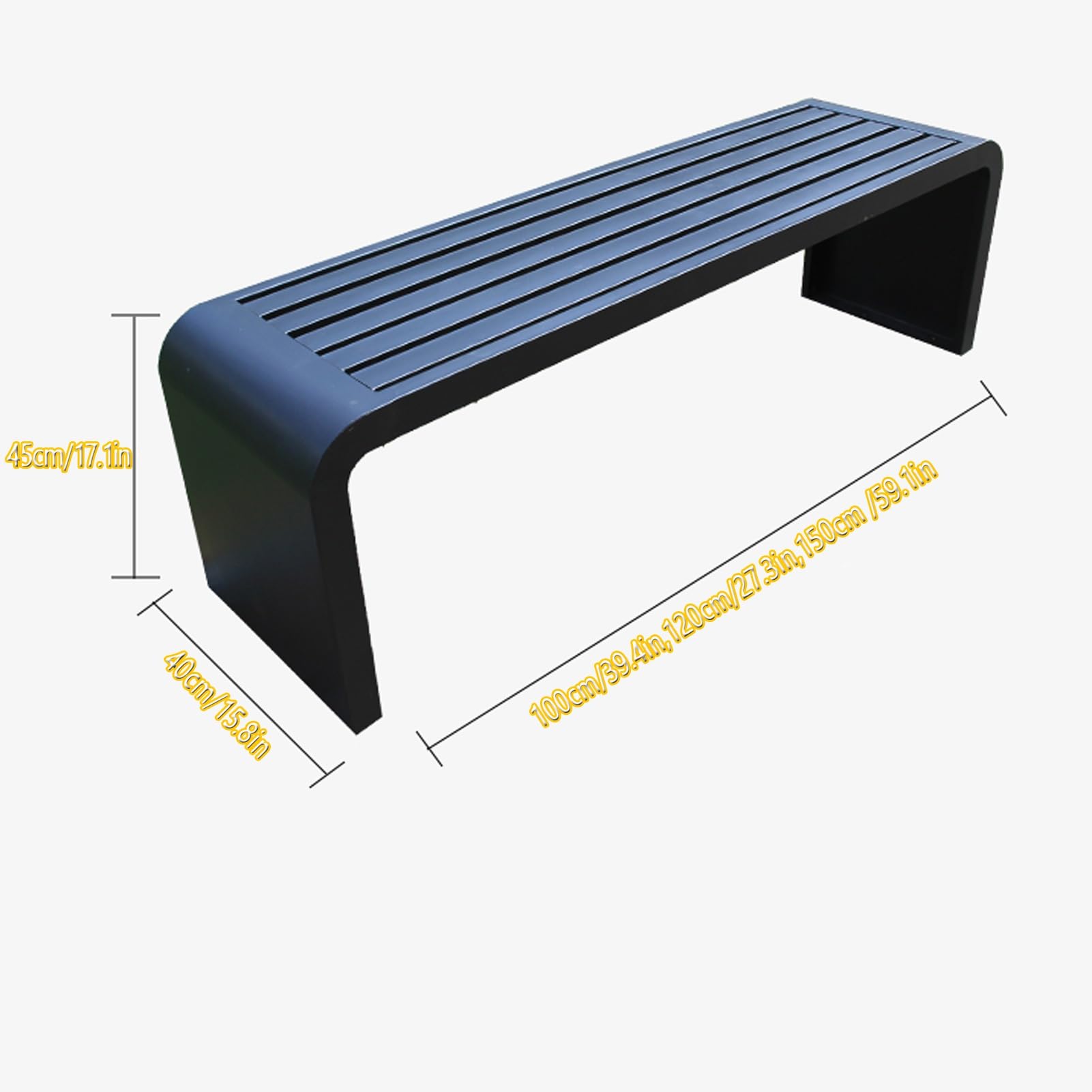Panca da Giardino per Esterni in Metallo, Posti a Sedere, Divano Senza Schienale, Panca per Parco Cortile, Panca da Patio, Ideale per Prato e Interni (Blu 150 cm/59,1 Pollici)