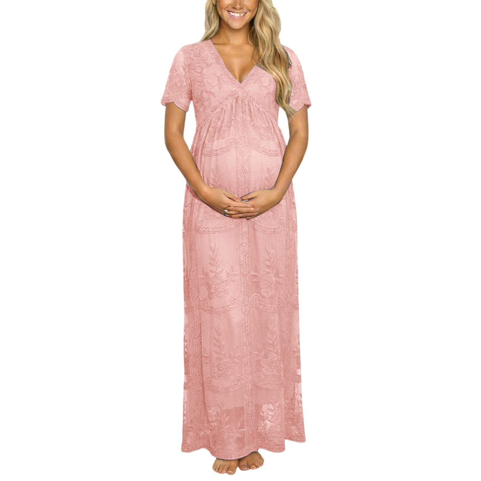 Generisch Elegante vestido de sesión de fotos de maternidad vestido largo de encaje para fotografía de embarazo, ocasiones especiales con femenino