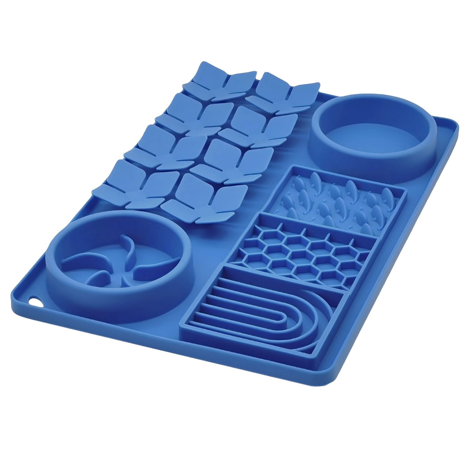 Evenco Slow Feeder Bowl, Silicone Lick Mat with Suction Cups for Dog Cat, Snuffle Mat for Pet Smell Training, Puzzle Toys for Bored Puppy, Interactive Sniff Mat for Slow Eating and Keep Busy, Blue