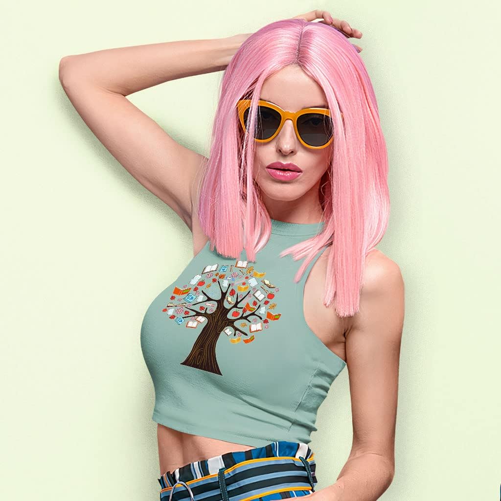 Tree of Knowledge Racerback Cropped Tank - Illustration Women's Tank - Unique Design Tank Top