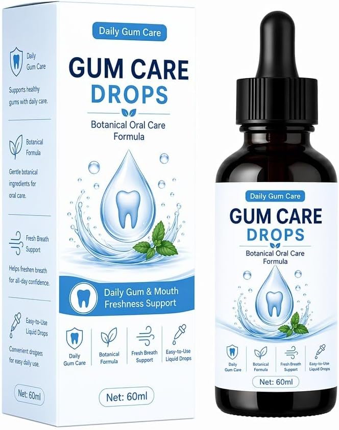 Fresh Breath Oral Drops, 2 Fl Oz Daily Mouth Care Formula for Adults, Moisturizing Gum Care Liquid for Clean Breath and Healthy-Looking Smile