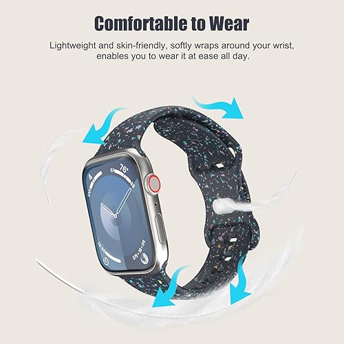 Miniatura 5 de MoKo Watch Strap Compatible with Apple Watch UltraUltra2 49mmSeries 987654321SE 384041mm424445mm, Colorful Flakes Pattern Silicone Band Replacement