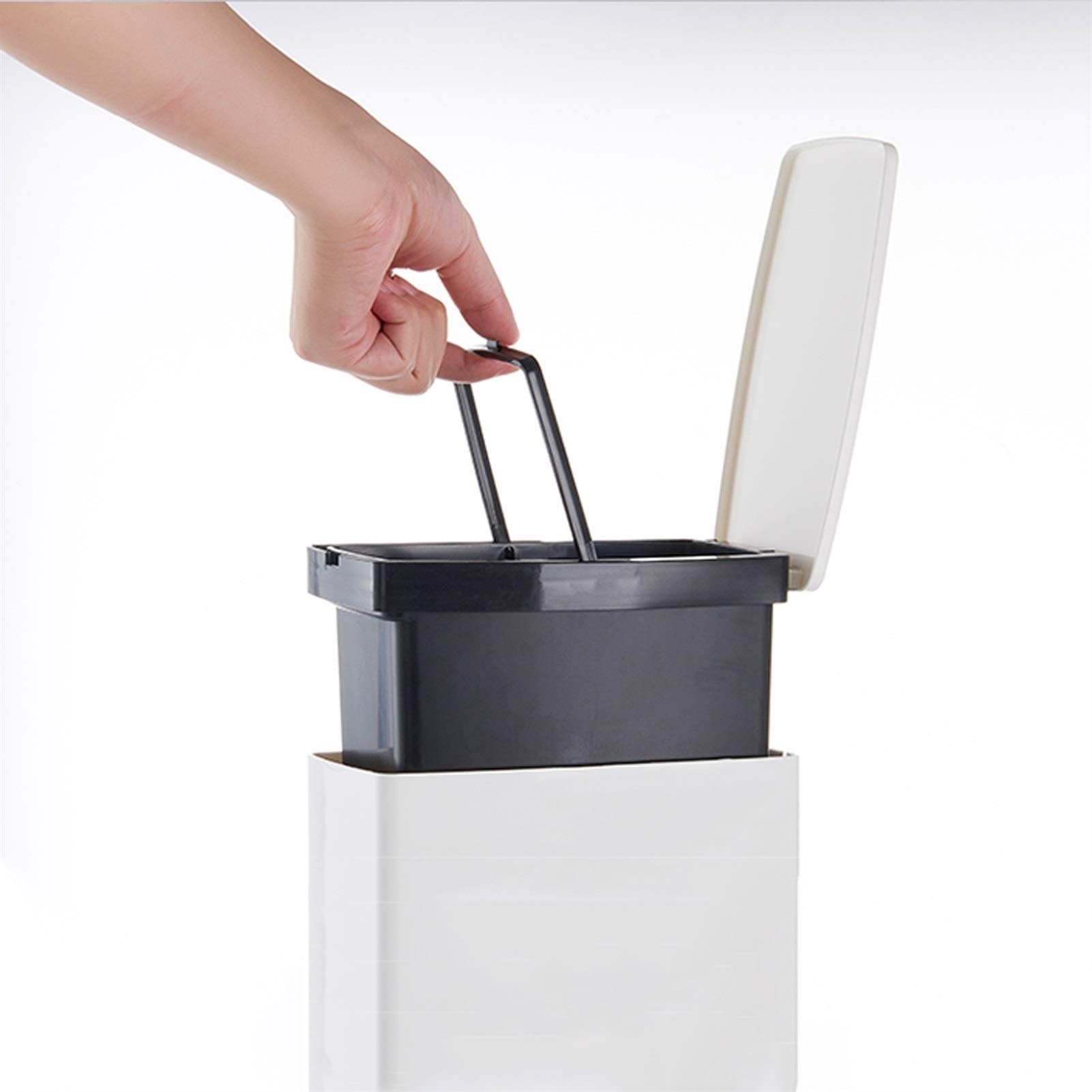 Escobilleros Basura del cepillo de inodoro puede configurar la herramienta de limpieza de inodoros con un lugar para almacenar bolsas de basura para ahorrar espacio (blanco / marrón) Escobillero(Bruin