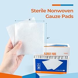 Kingstar Sterile Nonwoven Gauze Pads, 4x 4 Wound Dressing, 60 Packs - 120 Pieces Superior Soft Sponge Pads, Higher Absorbent Gauze Compresses for Trauma or Post-Operative Wound Care