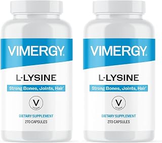 Vimergy L-Lysine – Promotes Healthy Skin, Hair & Nails* – Supports Healthy Metabolism* – Vegan, Non-GMO & Gluten-Free – 270 Capsules (Pack of 2)