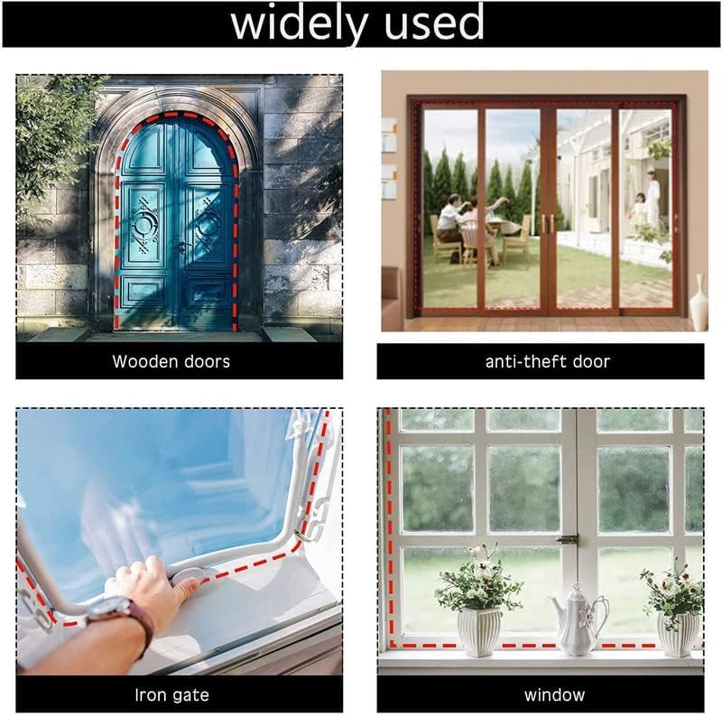 Miniatura 9 de Burlete de goma negra para sellar puerta, autoadhesivo, en forma de D, impermeable, para marco de puerta, aislamiento de ventanas (49 pies, negro)