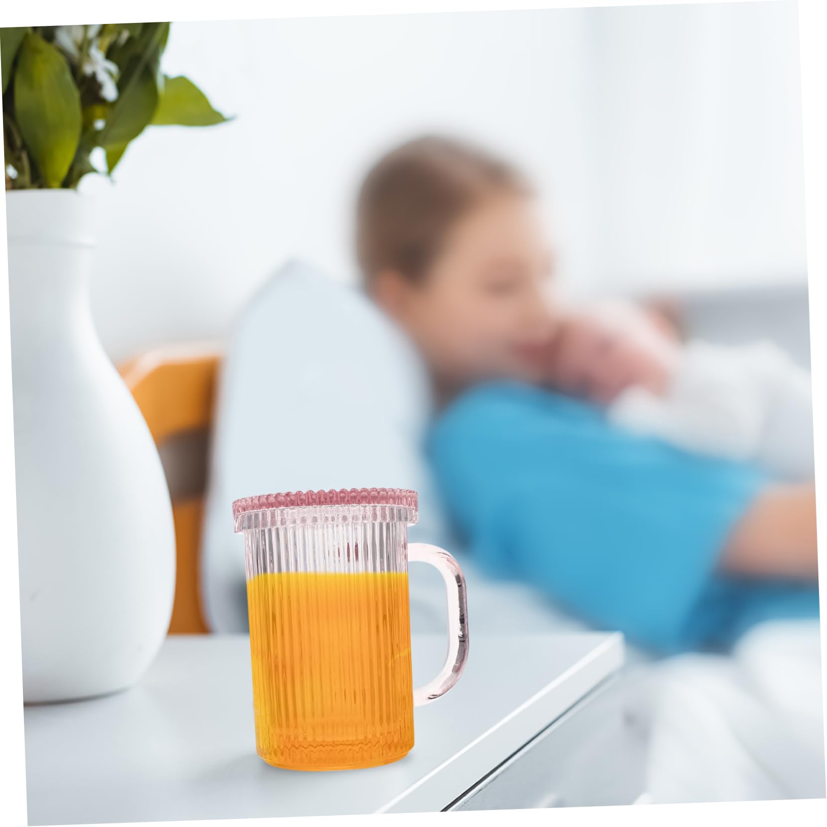 HOLIDYOYO Glass Stripe Cup Lid Tumbler Cups Stripe Mug Simple Glass Mug for Home Random