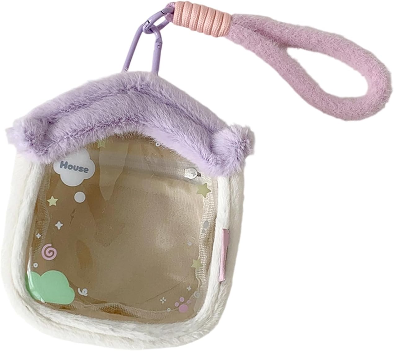 Clear Figure Display Bag with Keychain Hanging Minis Doll Storage Bag Collectibles Case for Minis Figures, Dolls Hanging Blinds Box Organizers