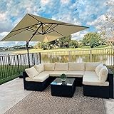 PURPLE LEAF 10ft Patio Umbrella Outdoor Square Umbrella Large Cantilever Umbrella Windproof Offset Umbrella Heavy Duty Sun Umbrella for Garden Deck Pool Patio, Beige