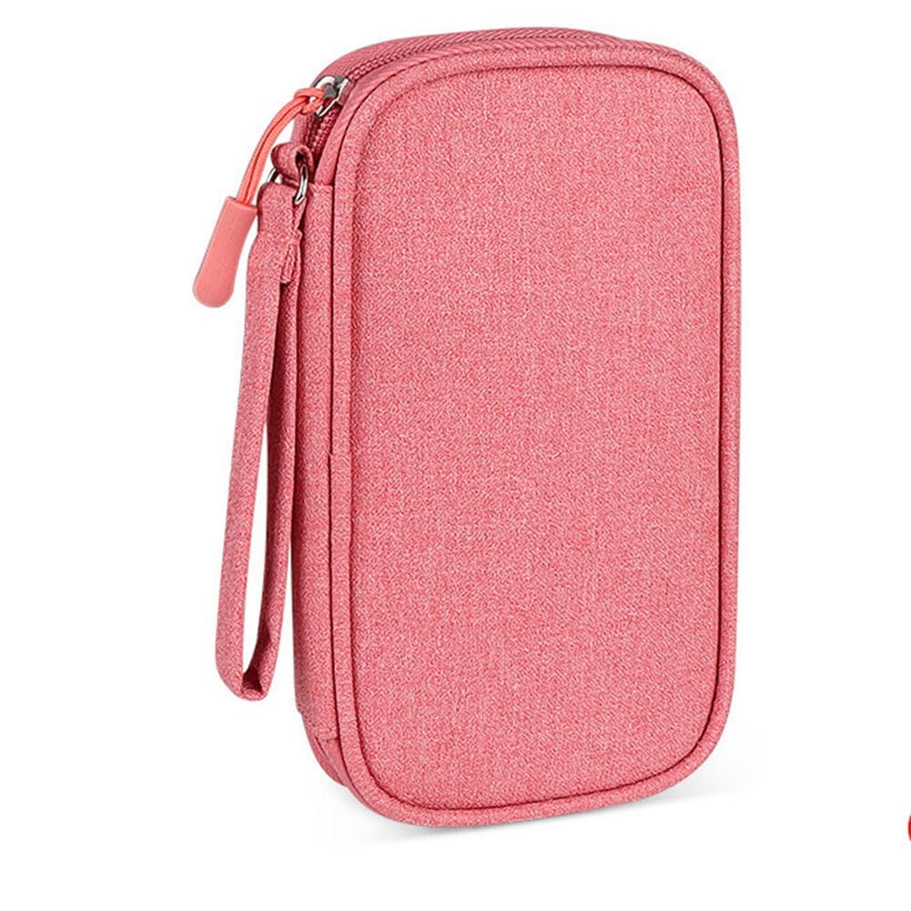 Littimoon Portable Cable Organizer Waterproof Storage Bag for Power Bank Digital Cable Case Earphone Holder Case Pink