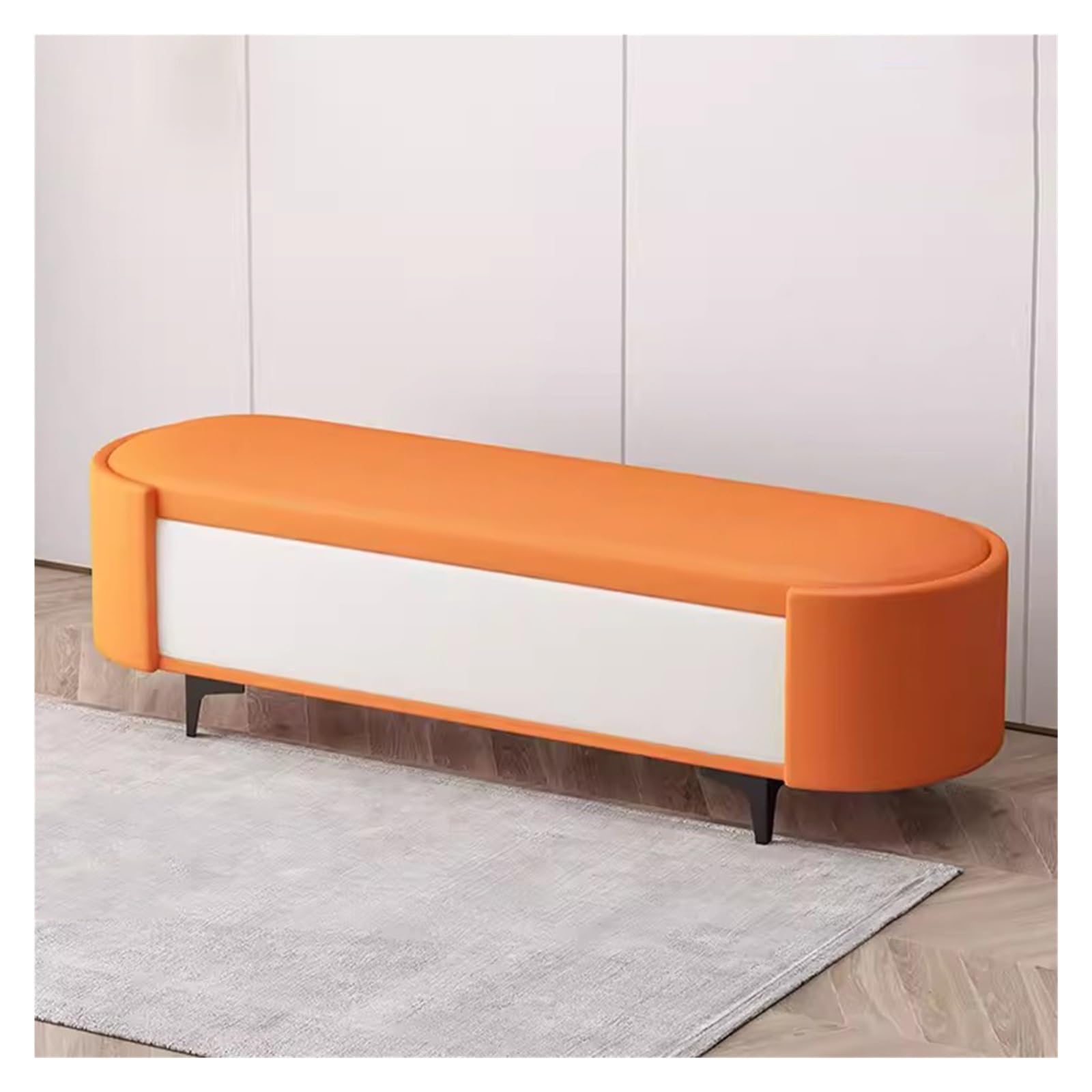Wdsopk Orange Ottoman With Storage For Bedroom End Of Bed Storage Bench,Rectangular Extra Long Storage Bench,Upholstered End Of Bed Ottoman Bench With Seating（-60Cm）