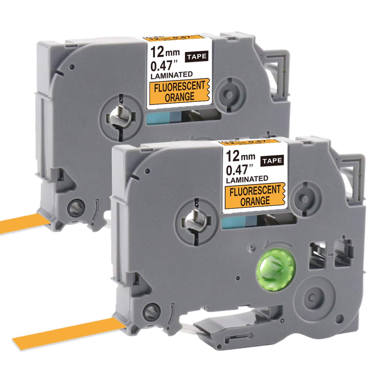 TITBIT Compatible Orange Label Tape Replacement for Brother P Touch TZ Tape 12mm 0.47 TZe-B31 Laminated Black on Fluoresent Orange Tze B31 for P Touch PTD600 PTD400AD PTH110 PTD220,2-Pack