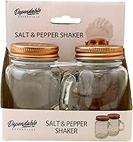 Vista 6 de Retro Mason Jar Salt and Pepper Shaker Set – Clear Glass with Stainless Steel Lids, 2-Piece Vintage Design for Kitchen and Dining by Dependable