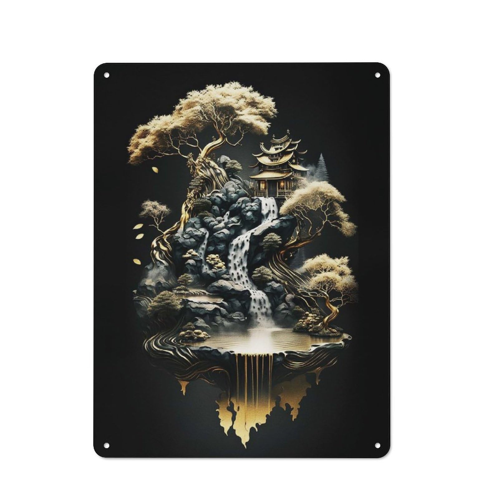 Junmoney Style-19 Gold Island Vintage Metal Wall Sign 40X30cm For Garage Wall, Suited To Garage Decor Collectors