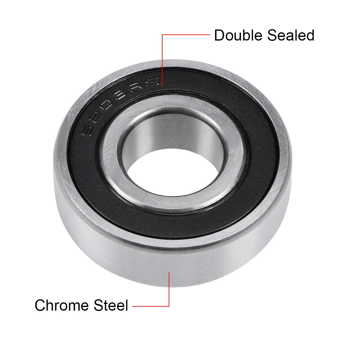 uxcell 6203-2RS Deep Groove Ball Bearing 17x40x12mm Double Sealed GCr15 Bearings (Z2 Lever) 10-Pack