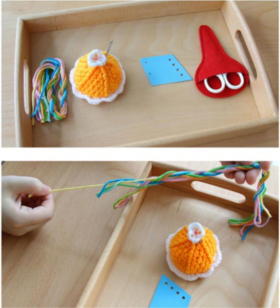 Montessori Cutting & Sewing Tool Set with Beechwood Tray, Fine Motor & Motor Skills Toy for Toddlers 3+ Years