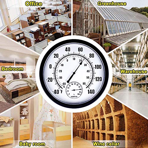 Thermometer Indoor Outdoor 10" Patio Large Wall Thermometer And Hygrometer,No Battery Is Required To Let You To See The Temperature And Humidity Of The Day From A Distance #TOP4